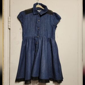 Donna Karan Blue Pleated Sundress with Puff Cap Sleeves Size 5